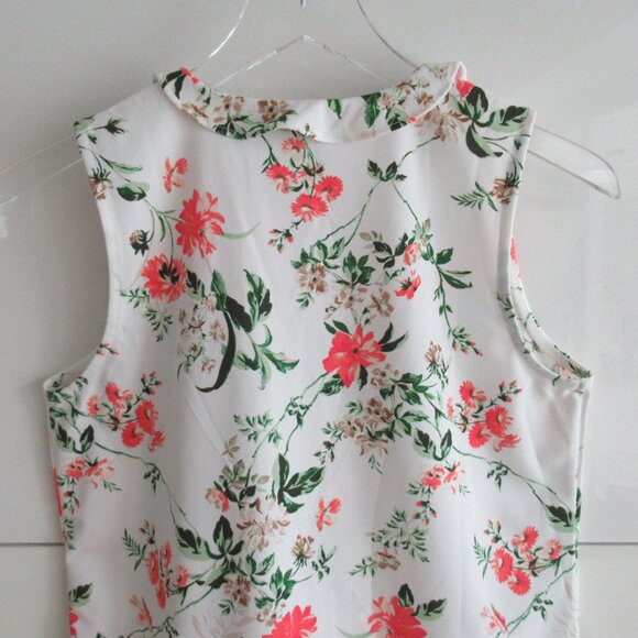 Ann Taylor Floral Sleeveless button down Blouse Shirt -Size XS, White Multicolor - Picture 5 of 13